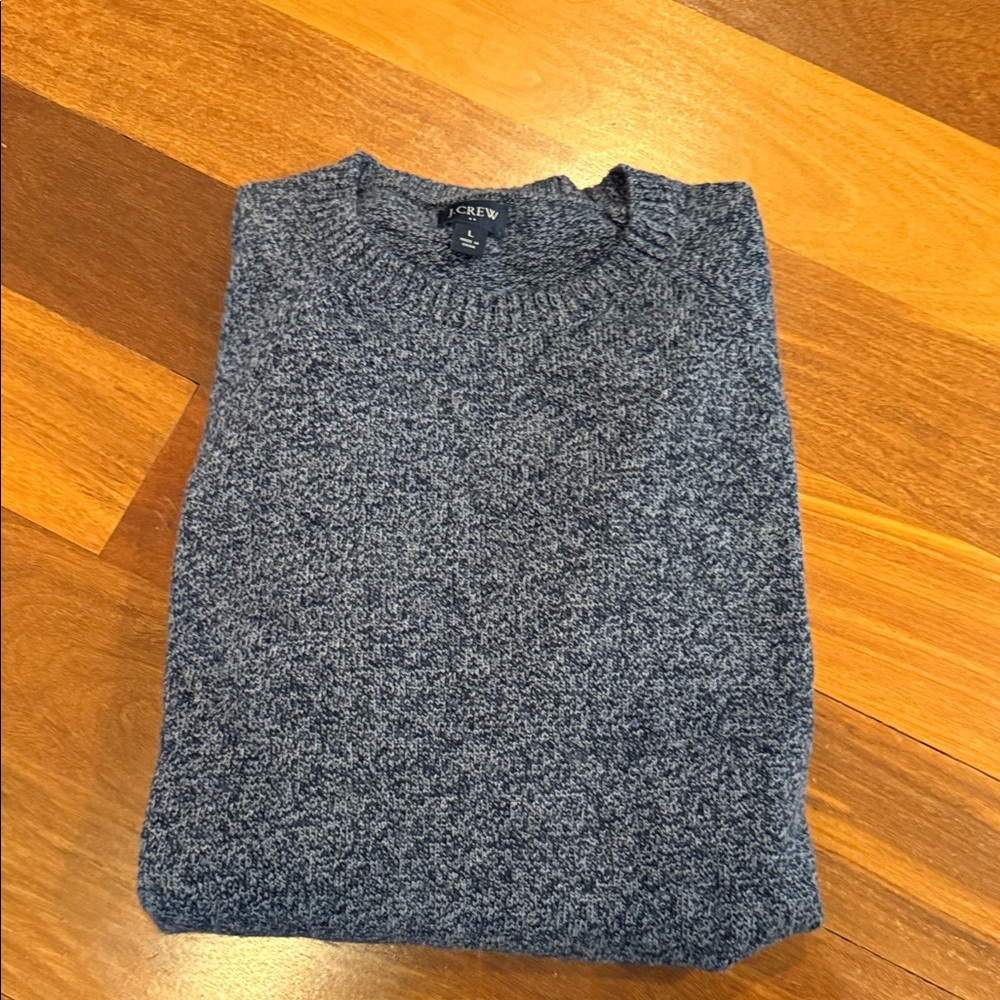 J. Crew Men's Heathered Blue Crewneck Sweater